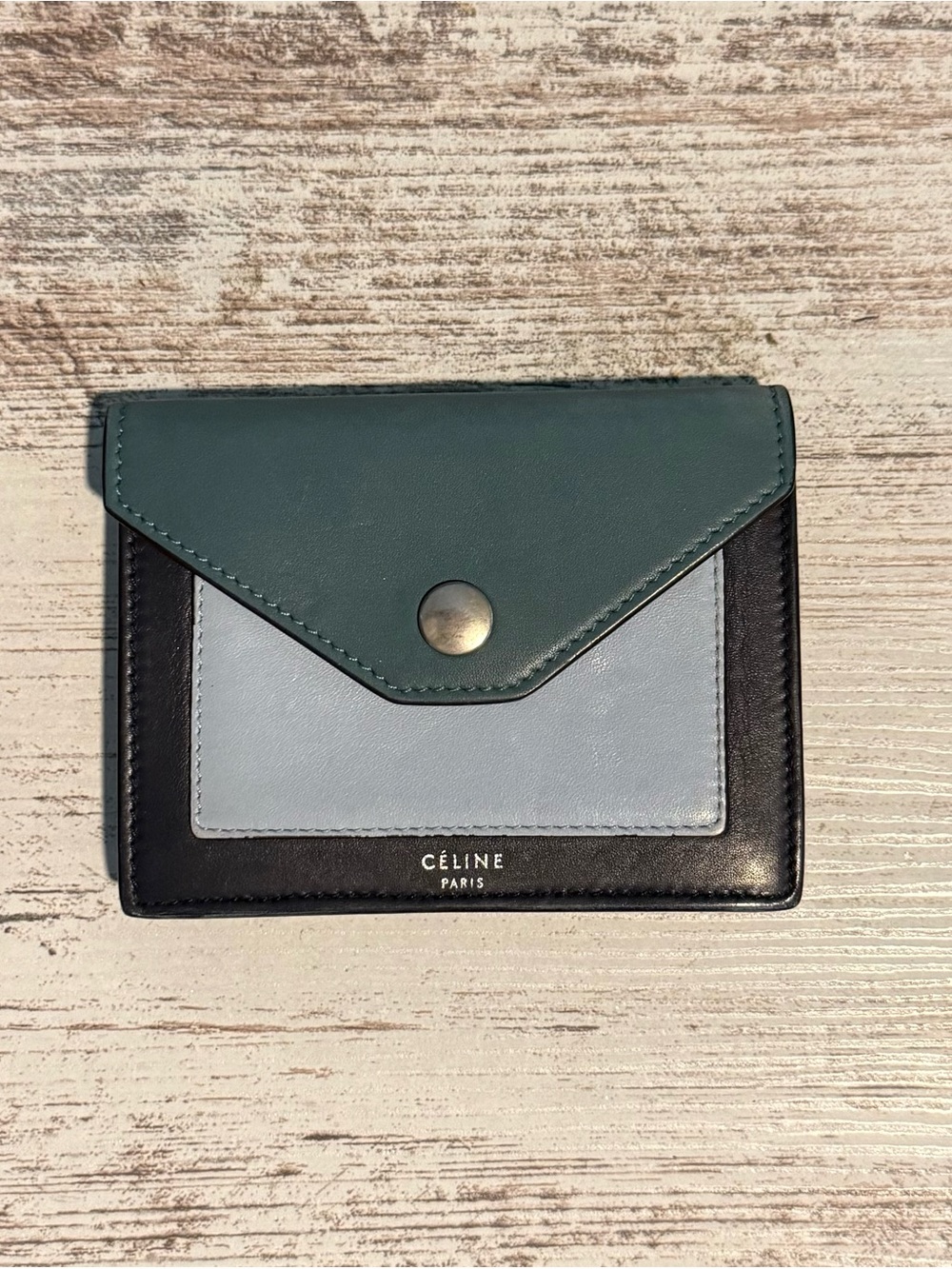 Vintage Celine Pocket Tri-Color  Compact Wallet / Card Holder